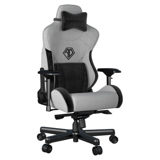 ANDA SEAT Gaming Chair T-PRO II Light Grey/ Black FABRIC with Alcantara Strips