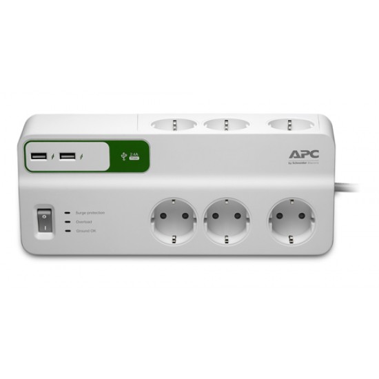 APC Essential SurgeArrest PM6U-GR 6Οutlet with USB Charger