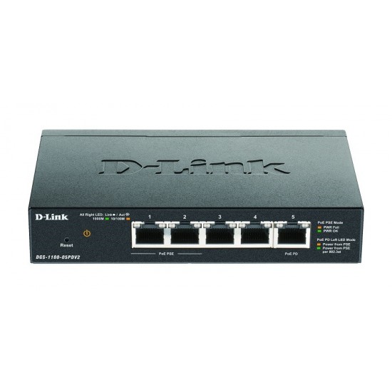 DLINK DGS-1100-05PDV2 SMART 5 PORT , 2 x POE PORTS