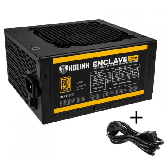 Kolink Enclave 80 PLUS Gold PSU modular 700 Watt PC Power Supply - With Cable