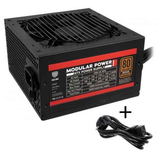 Kolink Modular Power 80 PLUS Bronze PSU 500 Watt PC Power Supply - With Cable