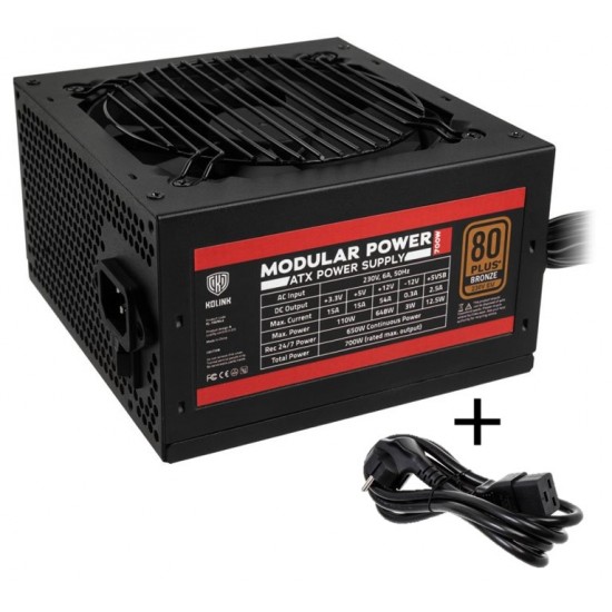 Kolink Modular Power 80 PLUS Bronze PSU 700 Watt PC Power Supply - With Cable