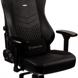 noblechairs HERO Pure Leather Gaming Chair - cold foam, steel armrests,  60mm casters, 150kg - black