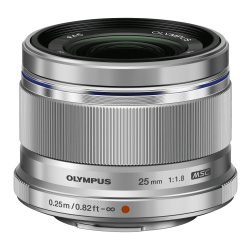 Olympus 25mm 1:1.8 SILVER M.ZUIKO DIGITAL (ES-M2518) Lense Micro FT