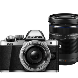 Olympus E-M10 Mark II Pancake Double Zoom Kit Silver (EZ-M1442 EZ silver & EZ-M40150R Black)
