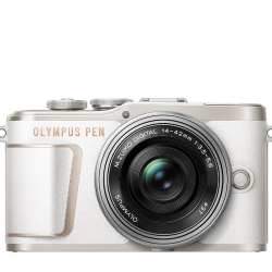Olympus E-PL10 Pancake Zoom Kit wht/slv (E-PL10 white + EZ-M1442EZ silver - incl. Charger & Battery)