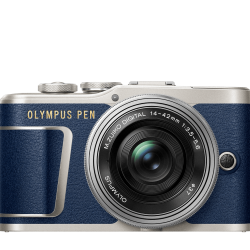 Olympus PEN E-PL9 Pancake Zoom Kit blu/slv (E-PL9 blue + EZ-M1442EZ silver - incl. Charger & Batter