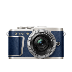 Olympus PEN E-PL9 Pancake Zoom Kit blu/slv (E-PL9 blue + EZ-M1442EZ silver - incl. Charger & Batter