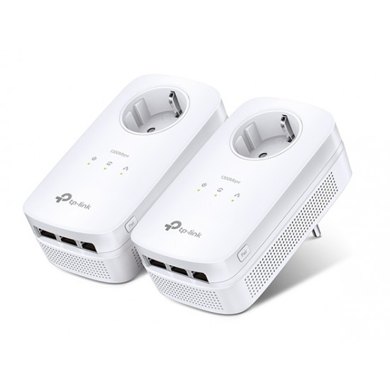 TP-LINK AV1200 Passthrough Powerline KIT,Qualcomm, 3 Gigabit Ports